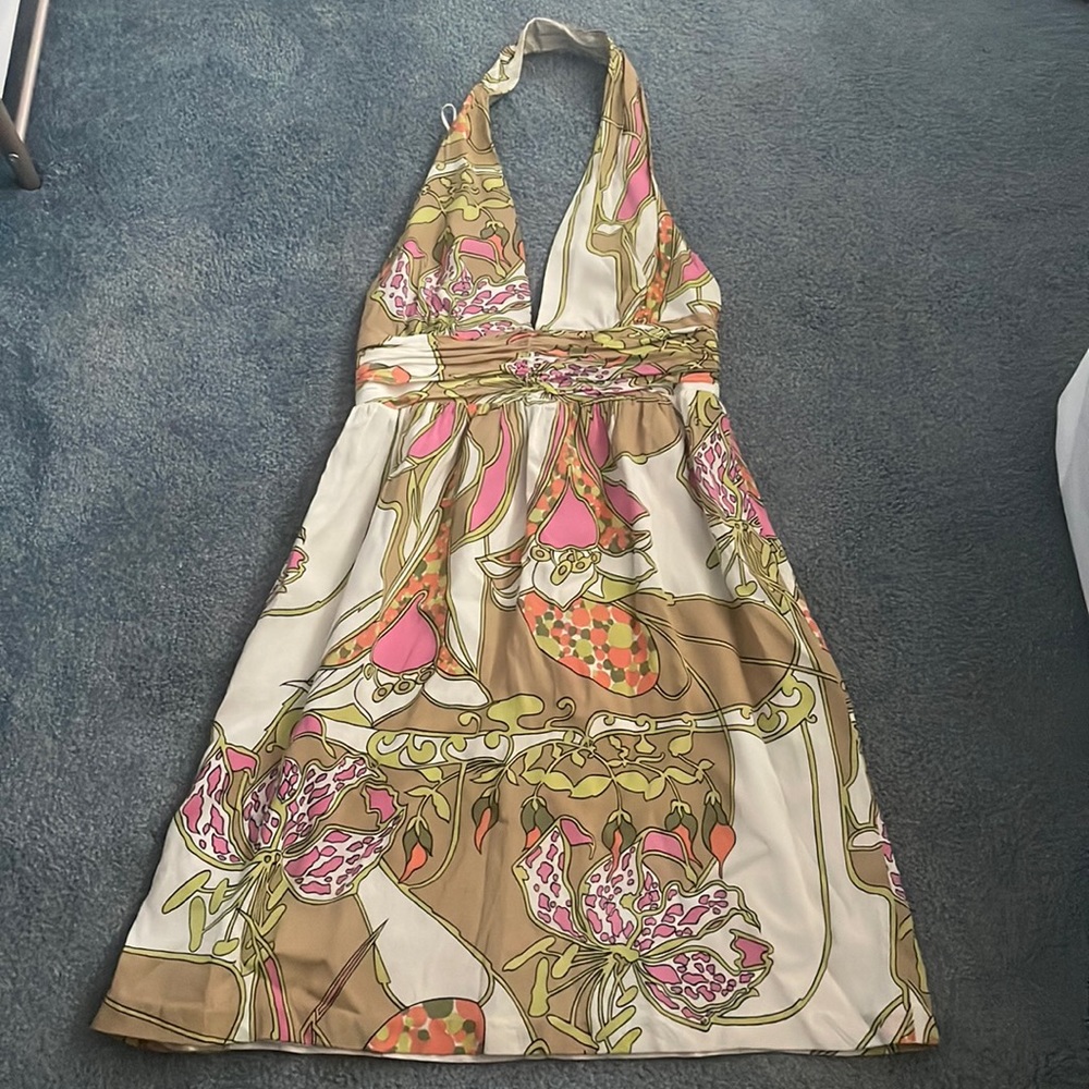 Halter top open back cocktail dress